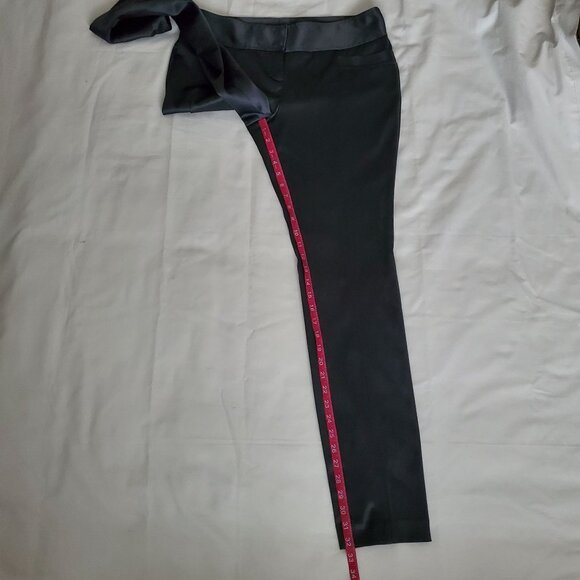 Express Design Studio Black Satin Tailored Seamed Back Slit Slim Pants Women's 8 - Picture 11 of 12